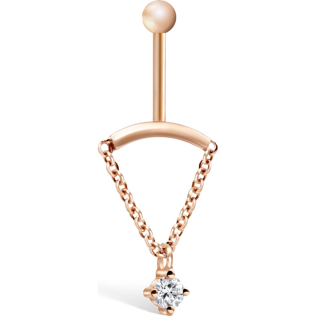 Maria Tash Prong Set Diamond Drape Threaded Single Stud Earring In Rose Gold