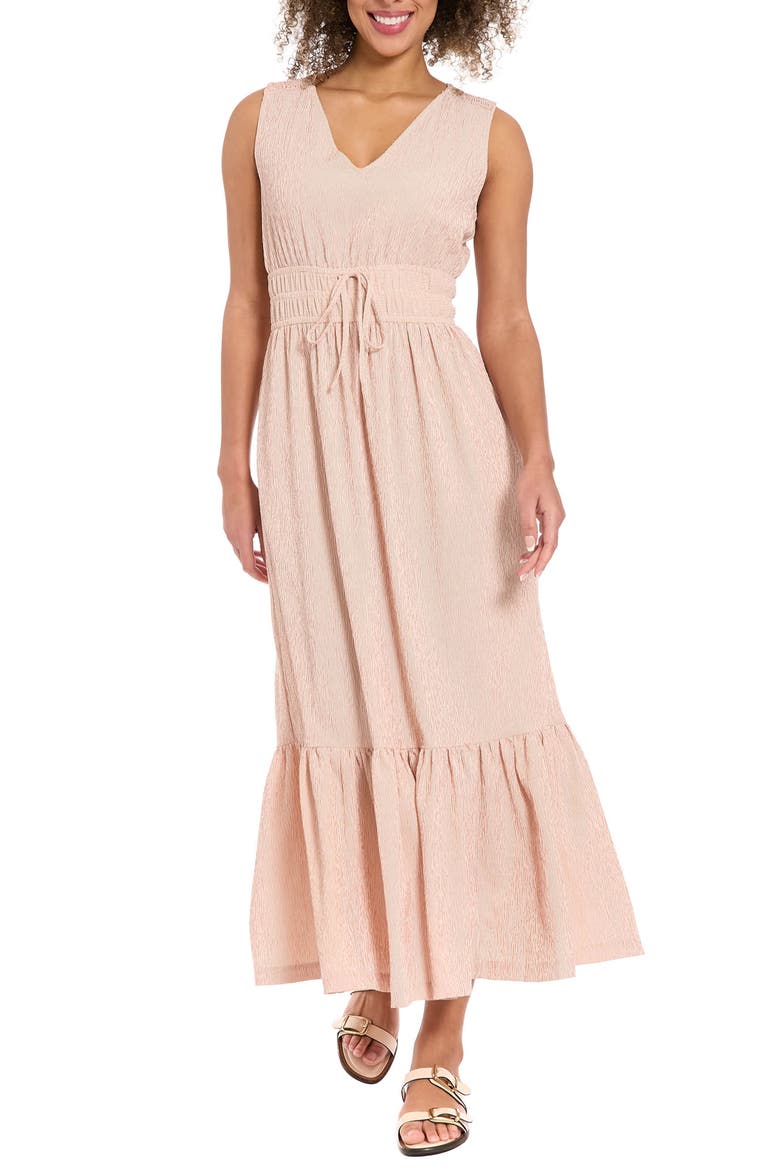 Sleeveless Tiered Maxi Dress, Main, color, PINK/ CREAM