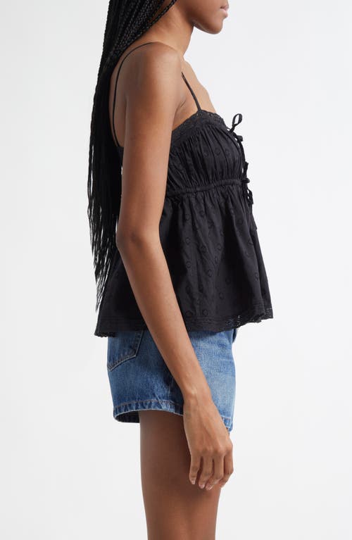 Ulla Johnson Quinn Lace-trimmed Gathered Cotton Top In Noir