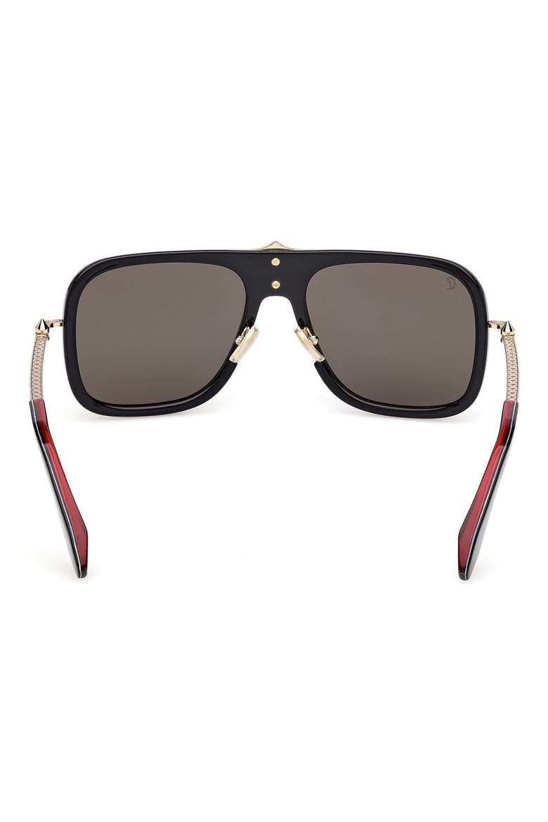 62mm Mirrored Navigator Sunglasses, Alternate, color, BLACK / GOLD RED ENAMEL