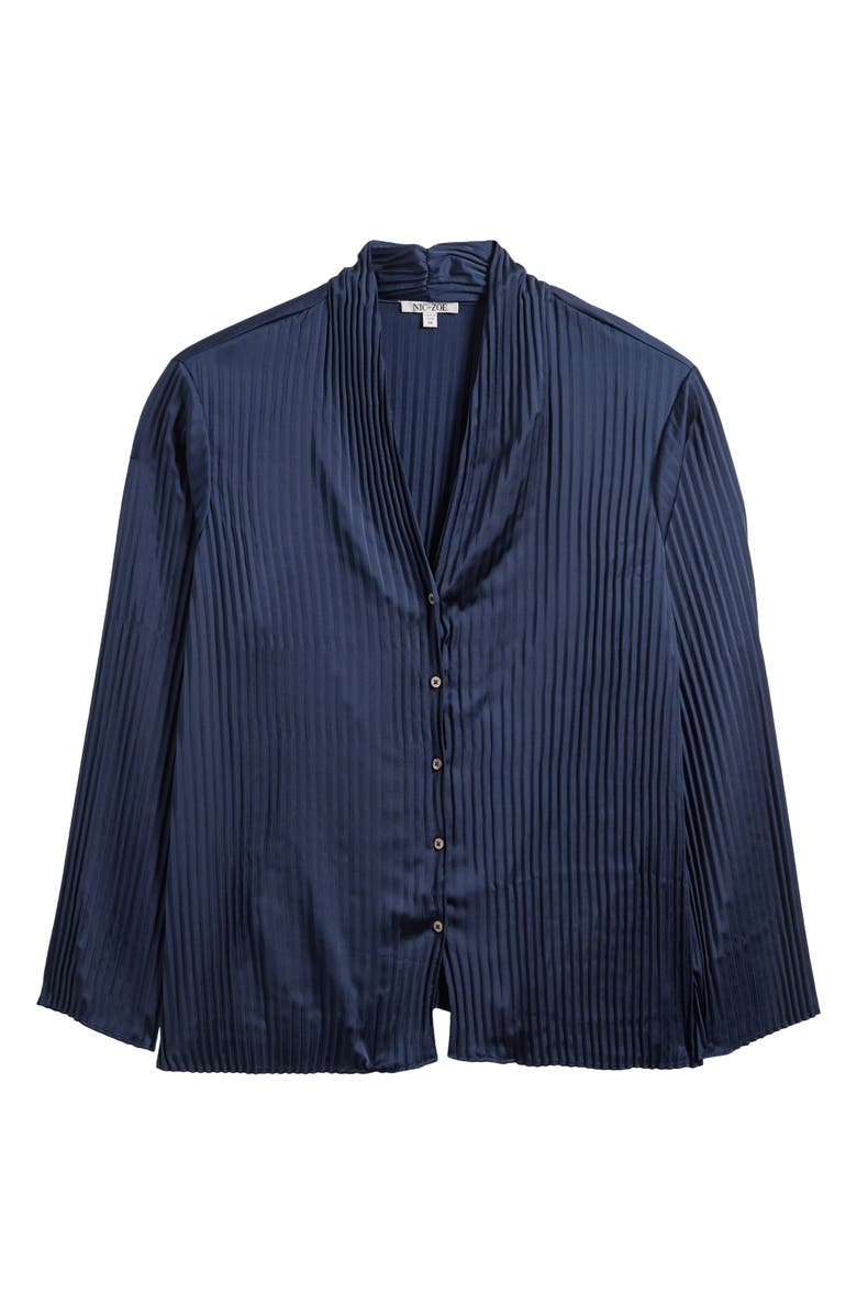NIC+ZOE Pleat Satin Shirt, Alternate, color, Dark Indigo