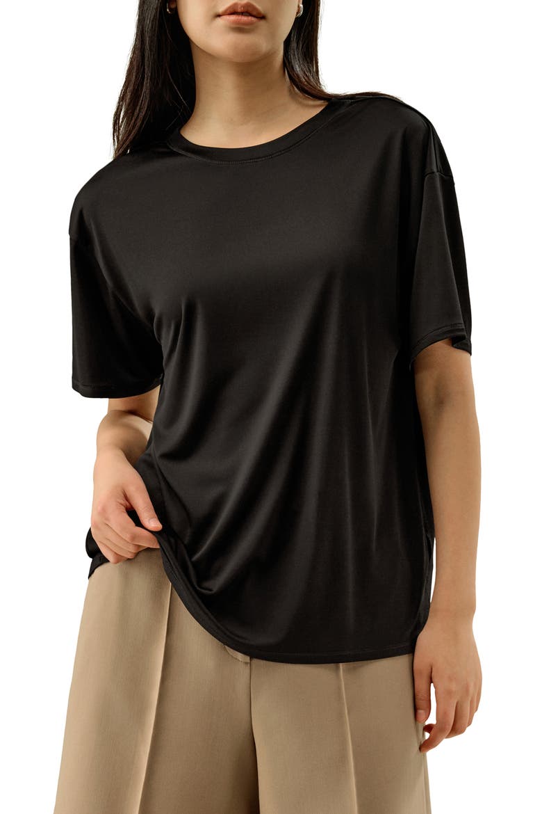 Silk Jersey Oversized Tee, Main, color, Black