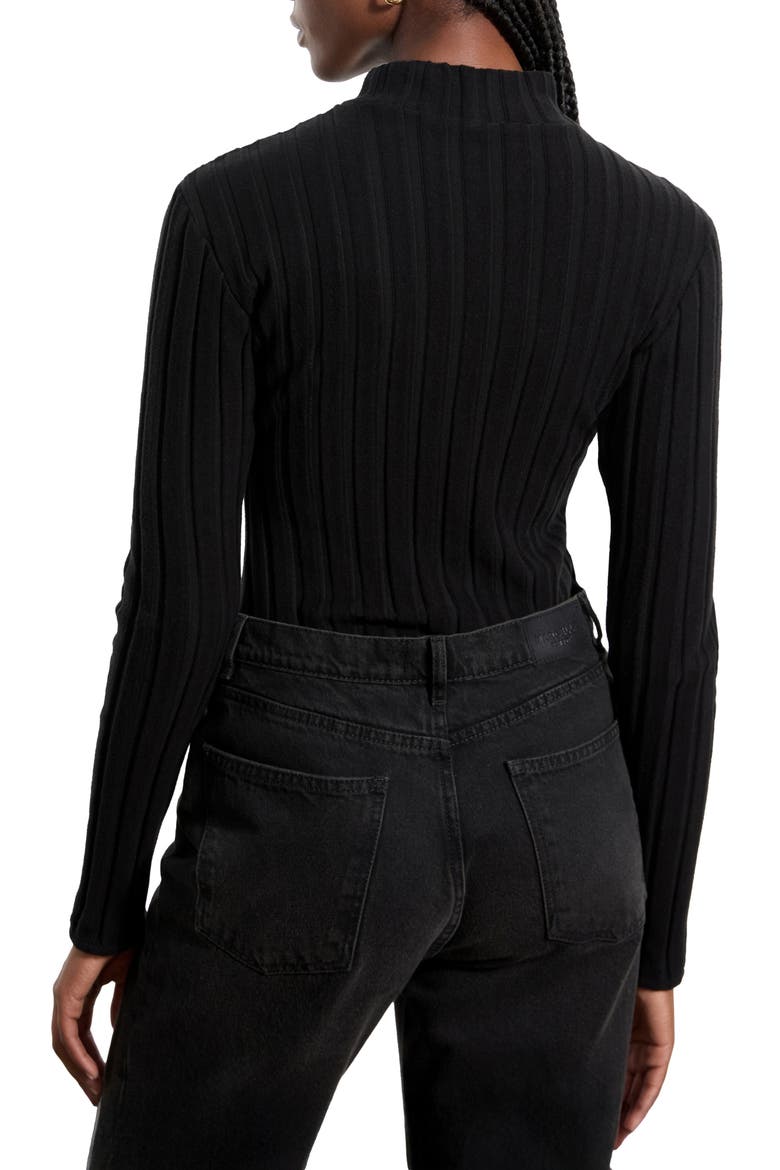 Samia Mock Neck Rib Sweater, Alternate, color, BLACK