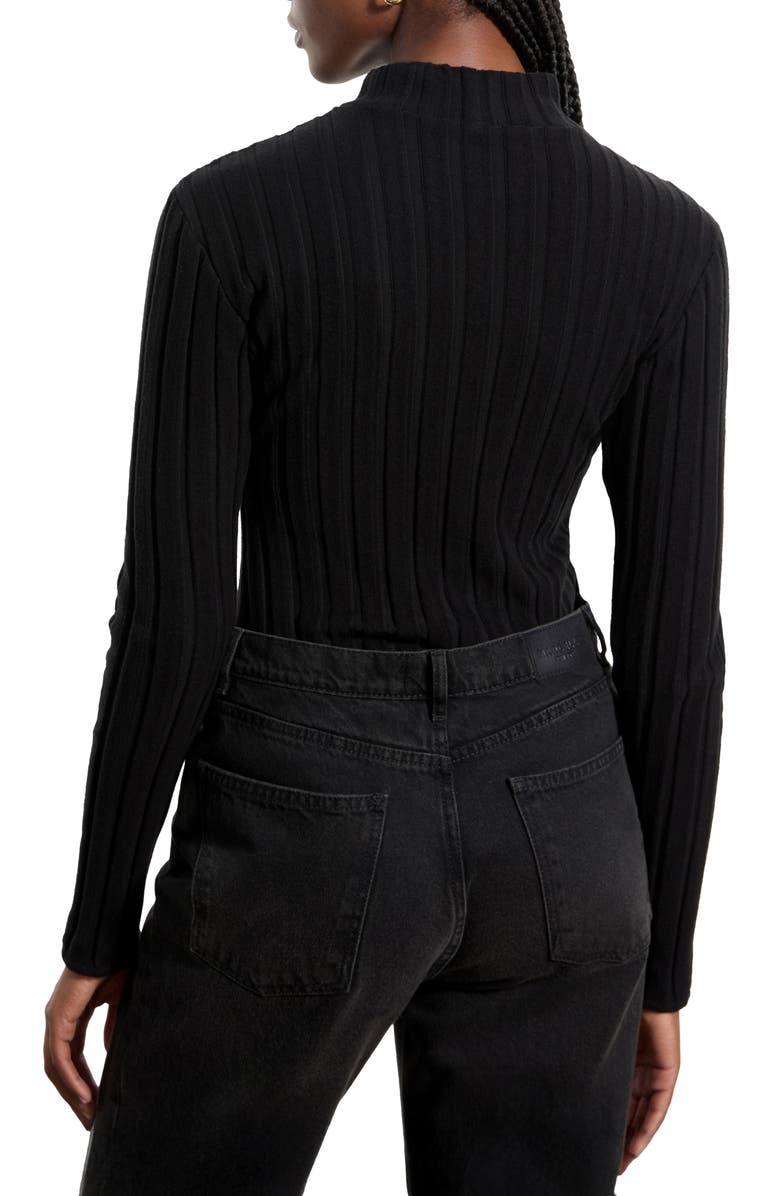 Marcella Samia Mock Neck Rib Sweater, Alternate, color, Black