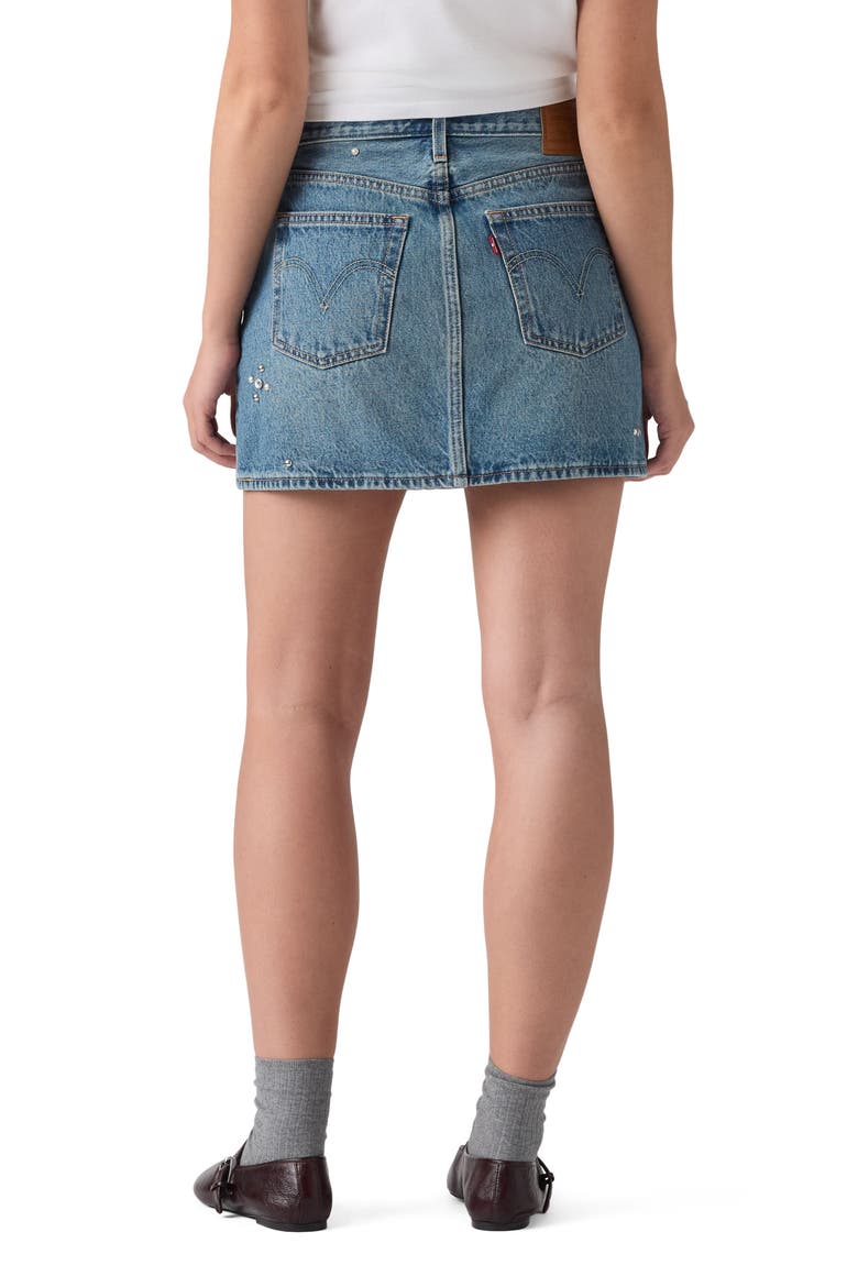Icon Embellished Denim Miniskirt, Alternate, color, TRIP ON DRIP SKIRT