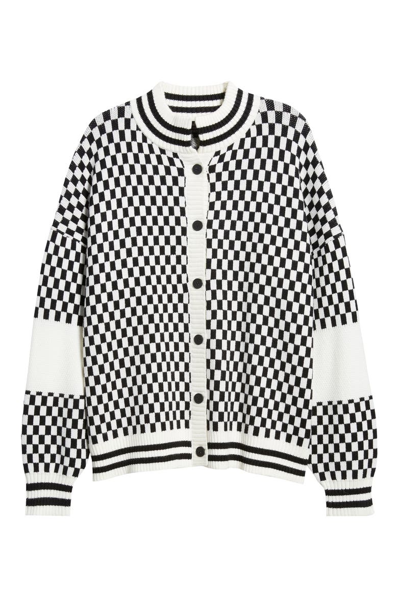 Get What I Want Grandpa Check Cardigan, Alternate, color, BLACK AND WHITE CHECK