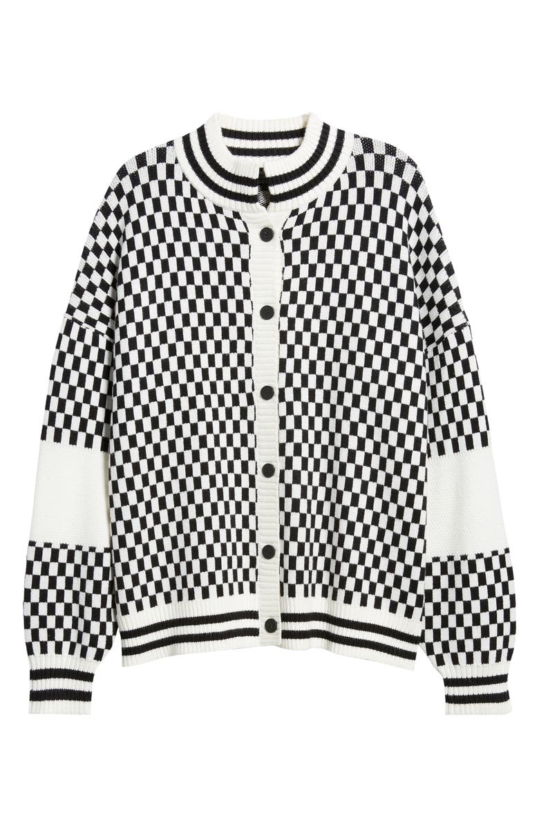 Dressed in Lala Get What I Want Grandpa Check Cardigan, Alternate, color, Black And White Check