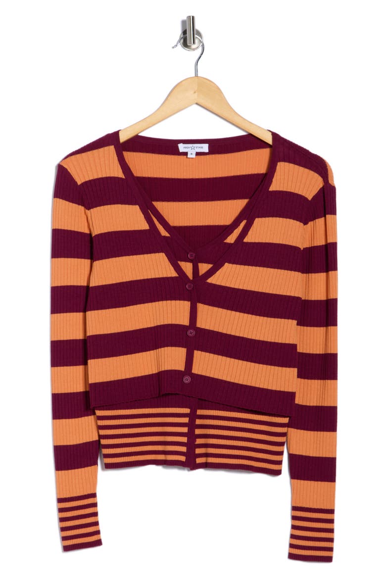 Striped Long Sleeve Knit Top, Alternate, color, BERRY PEACH