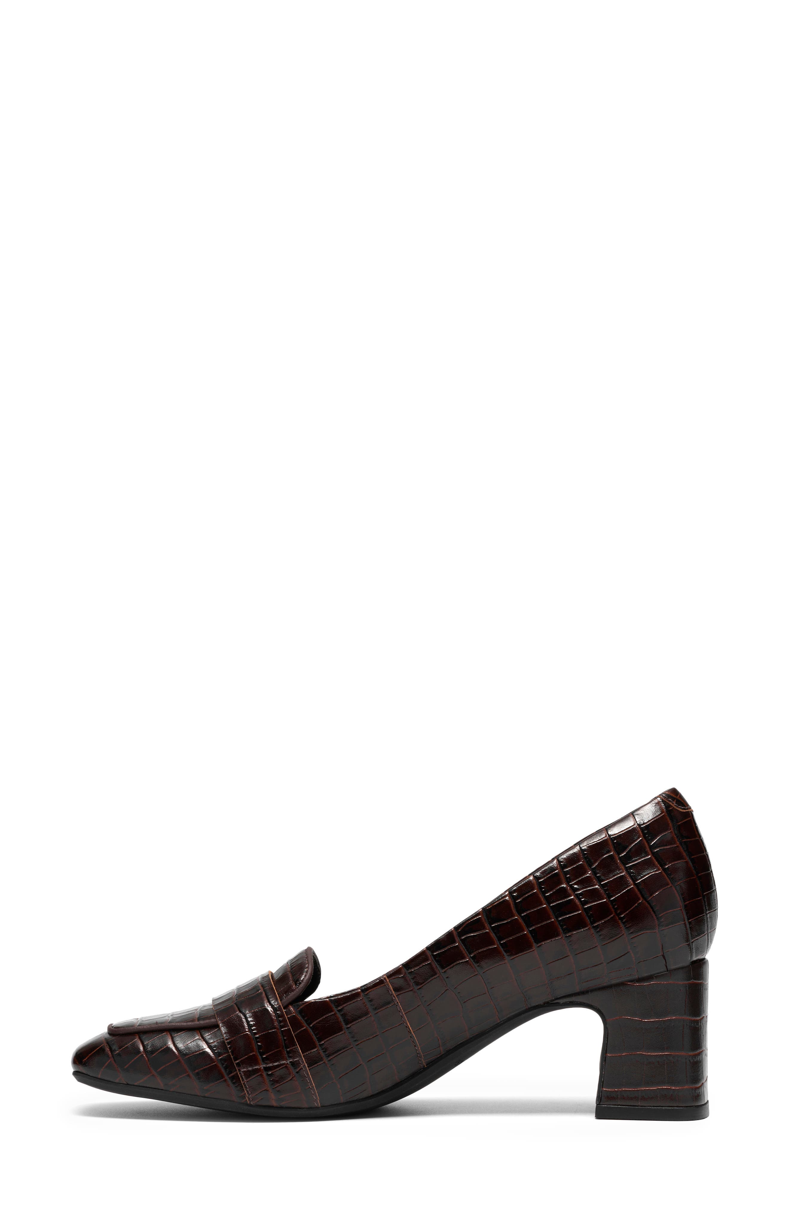 Fernie Edge Croc Embossed Leather Pump, Alternate, color, DARK BROWN CROC