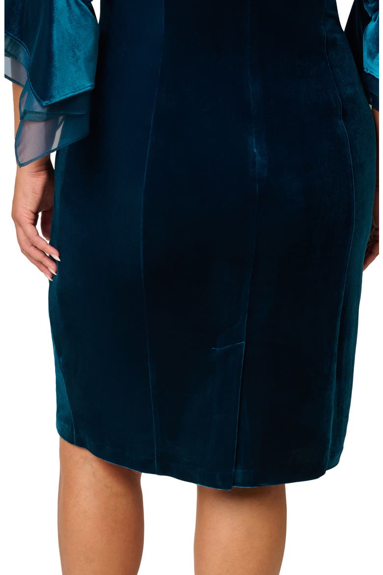 Velvet Bell Sleeve Cocktail Dress, Alternate, color, DARK TEAL