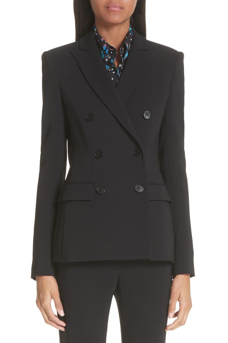 Double Breasted Blazer, Main, color, BLACK