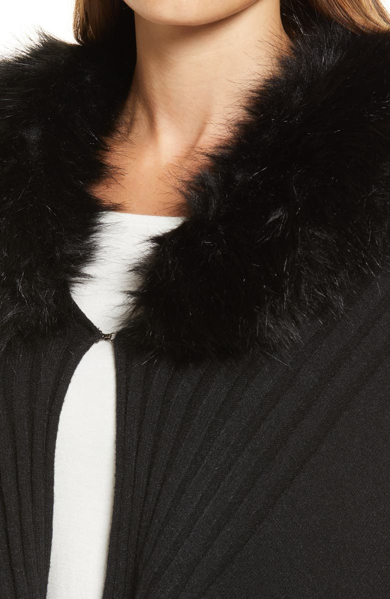 La Fiorentina Rib Ruana with Faux Fur Collar, Alternate, color, 