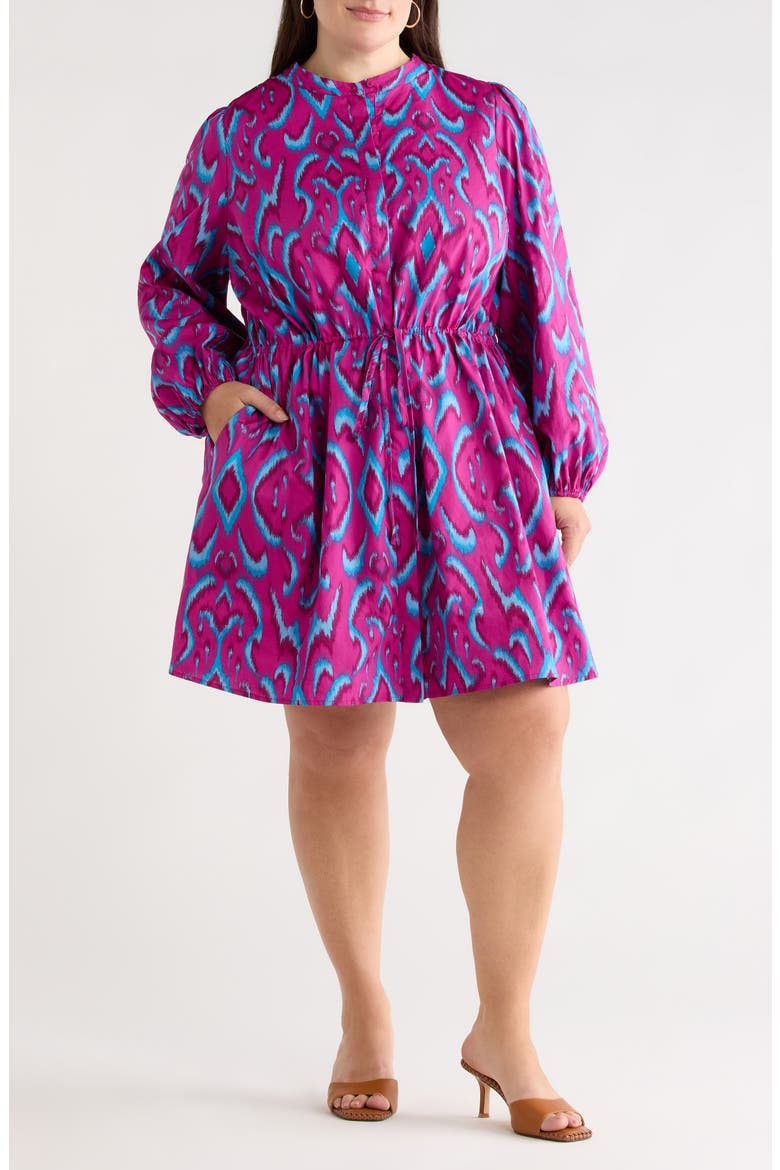 Ivana Abstract Luzma Long Sleeve Dress, Main, color, MAGENTA-BLUE