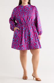 SUGARLIPS Ivana Abstract Luzma Long Sleeve Dress