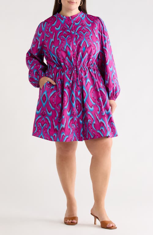 Sugarlips Ivana Abstract Luzma Long Sleeve Dress In Purple