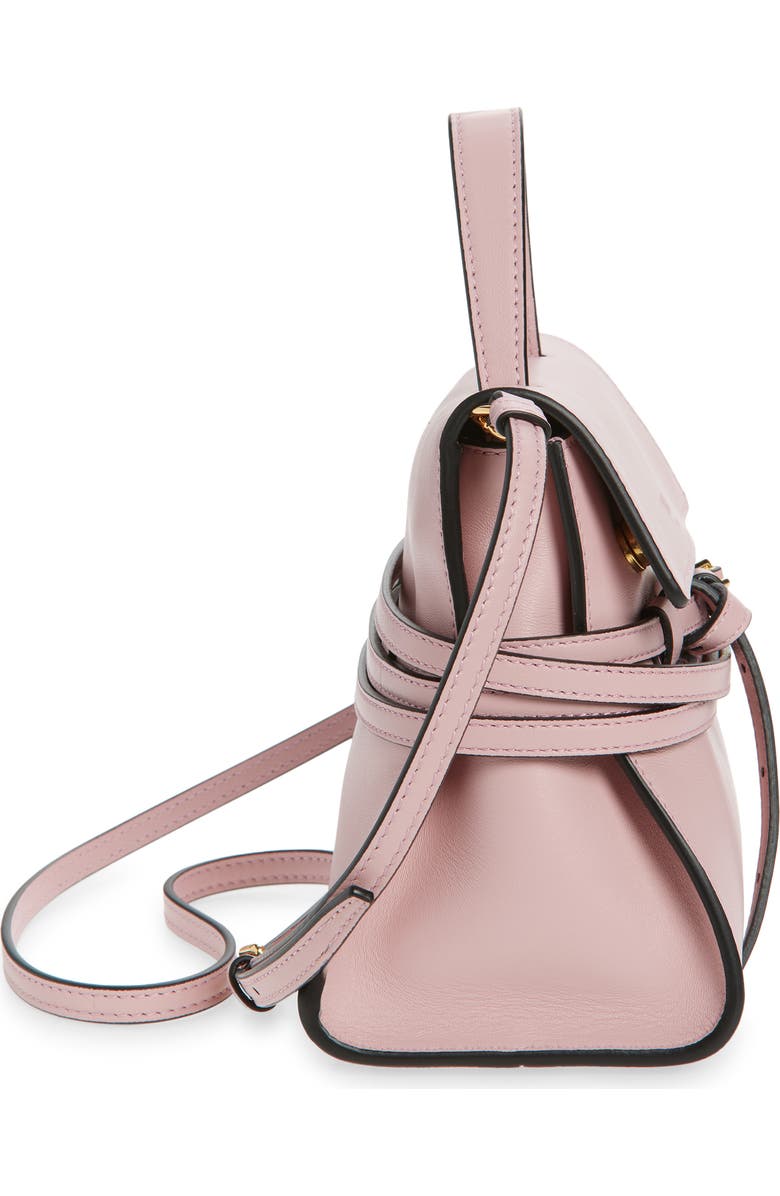 Moschino Small Tie Me Leather Top Handle Bag, Alternate, color, Pink