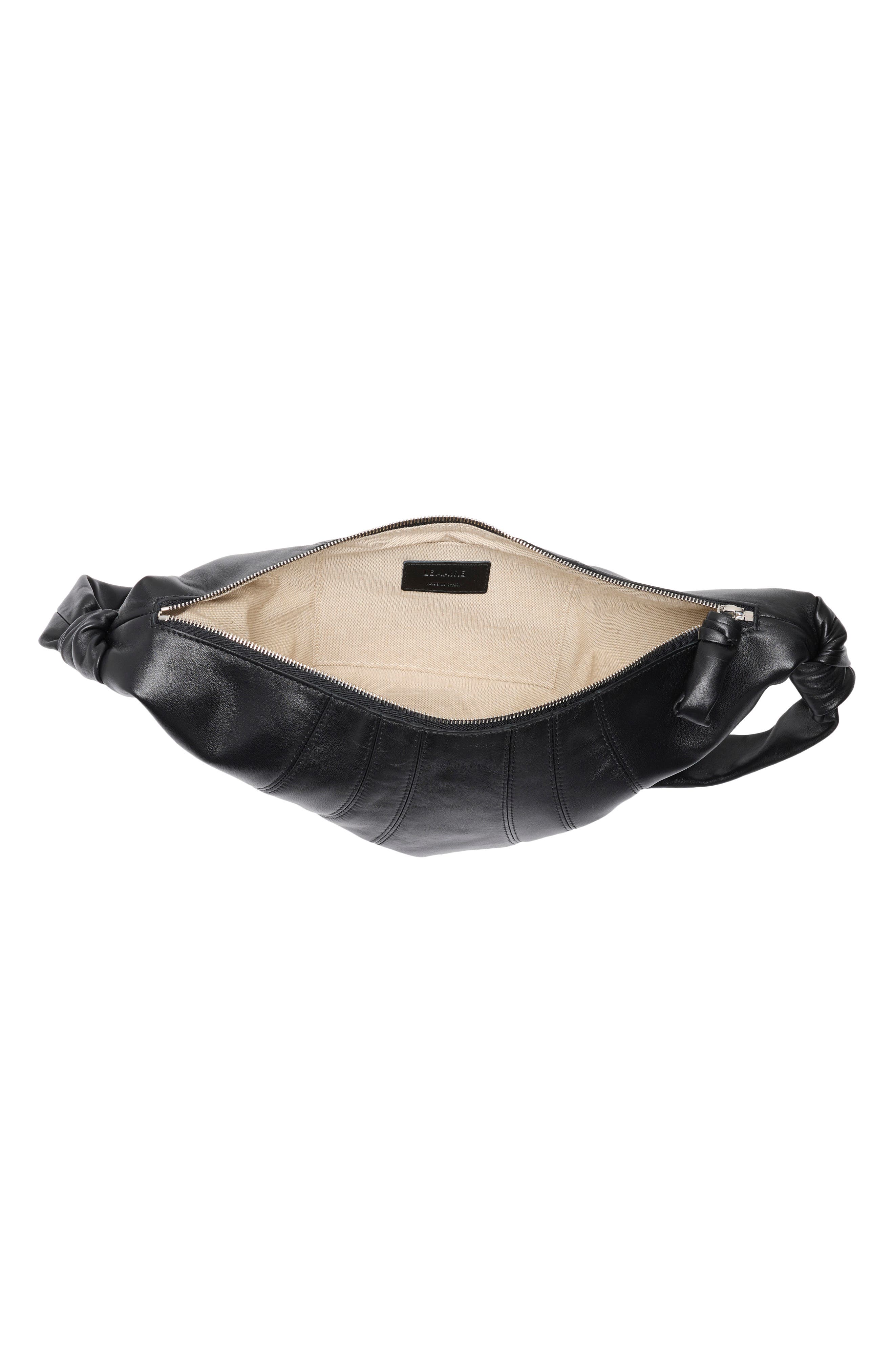 Lemaire Medium Croissant Leather Crossbody Bag, Alternate, color, Black
