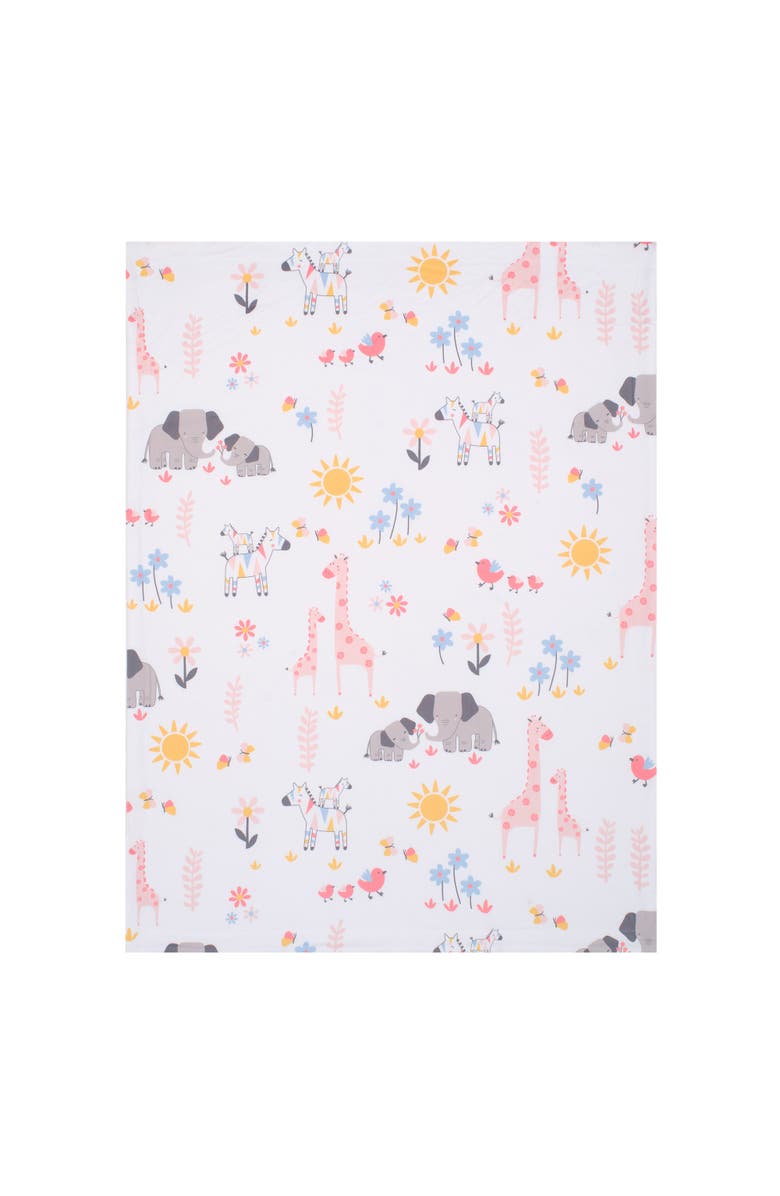 Lambs & Ivy Jazzy Jungle Fleece Safari Animals Soft Baby Blanket, Alternate, color, White