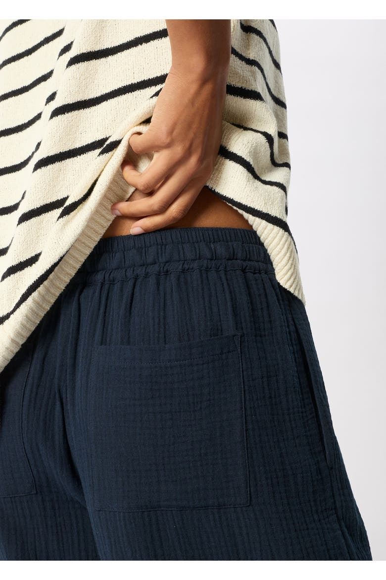 100% Cotton Wide Leg Trousers, Alternate, color, Navy