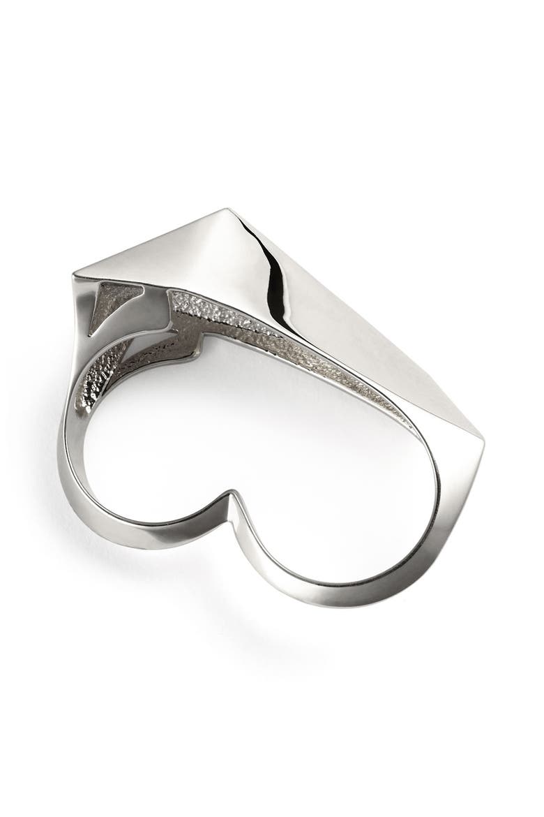 Angular Metal 2-Finger Ring, Alternate, color, RHODIUM
