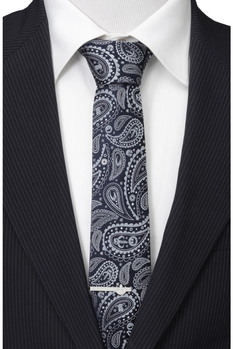 Star Wars™ Mandalorian Blue Paisley Silk Tie, Alternate, color, BLUE