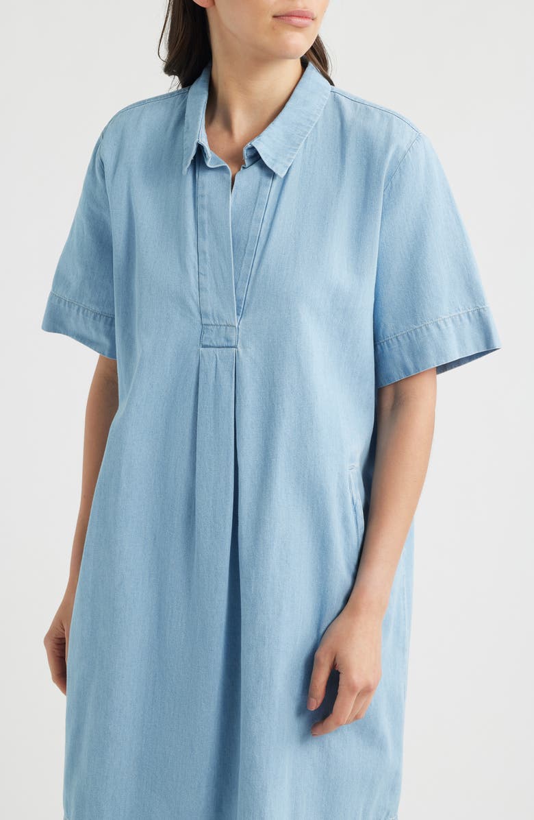 Eileen Fisher Organic Cotton Denim Dress, Alternate, color, Light Wash