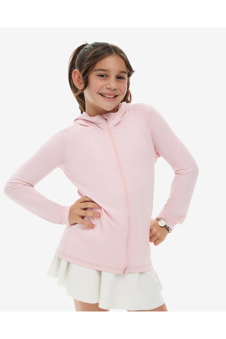 Kid's Long Sleeve Full Zip Hoodie Top with Sun and UV Protection, Alternate, color, Tickle Me Pink
