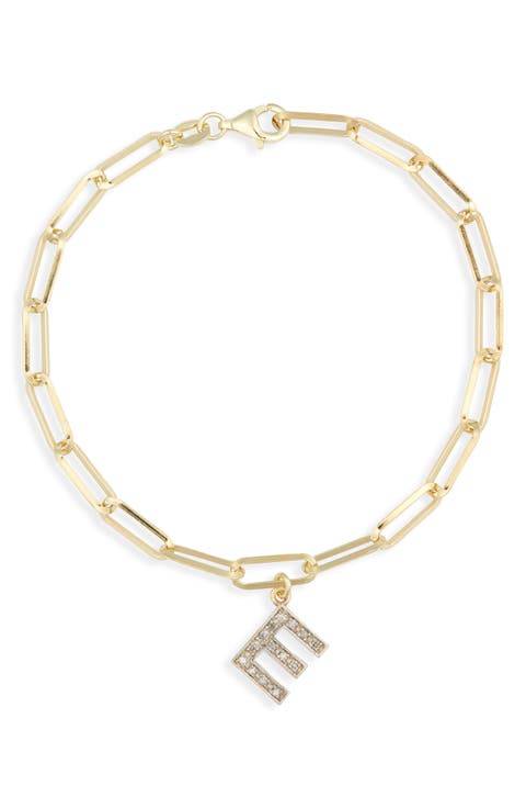 Diamond Initial Charm Bracelet