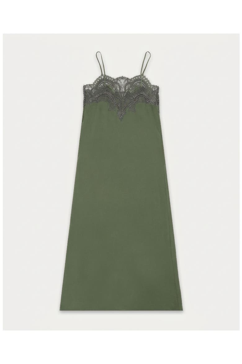 Alizée Embroidered Silk Dress, Alternate, color, Dark Green