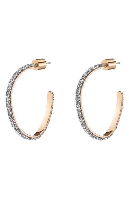 Demarson Mini Calypso Curve Crystal Hoop Earrings In Gold