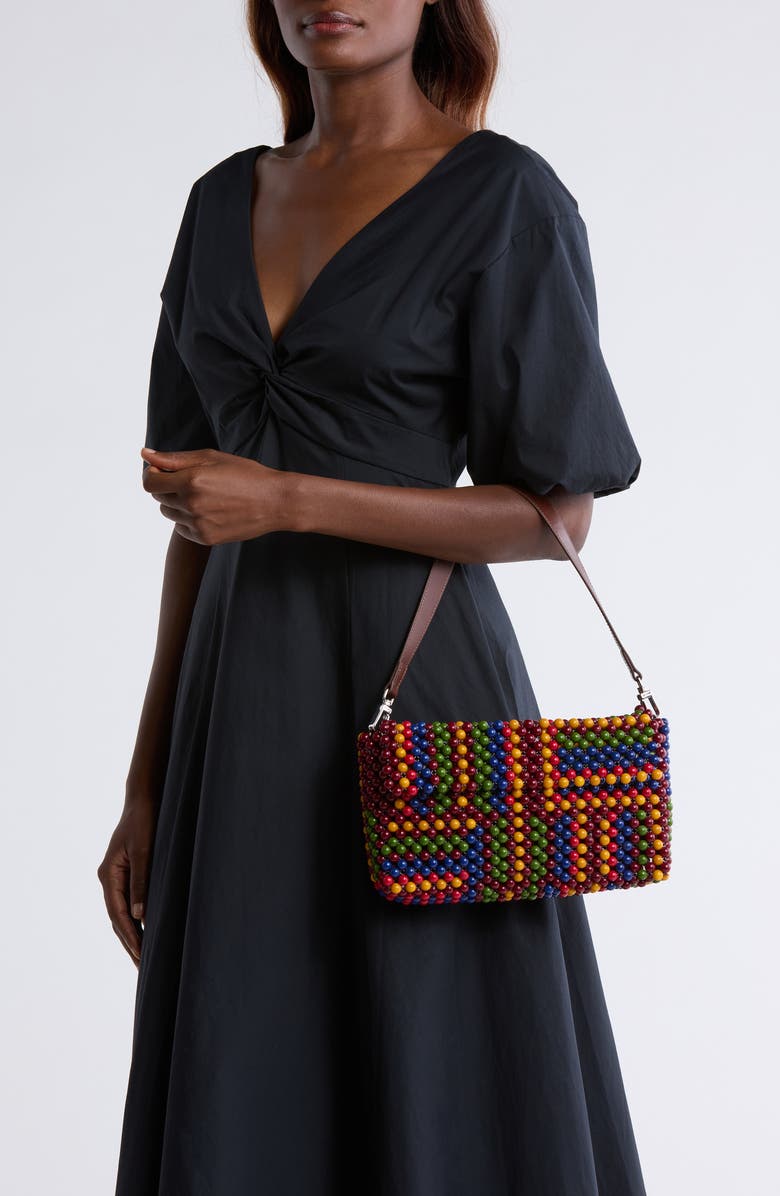 STAUD Timmy Beaded Shoulder Bag, Alternate, color, Jungle Stripe