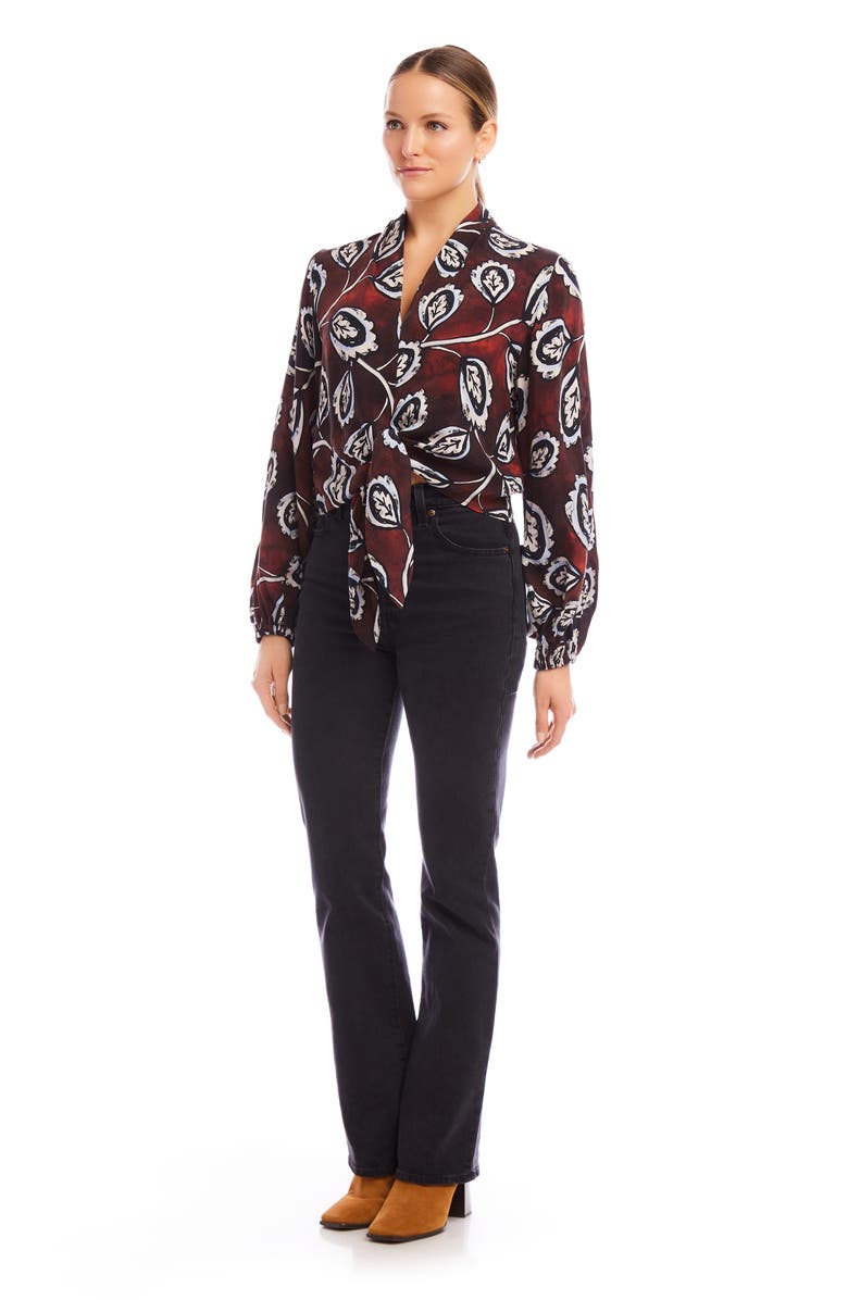 FIFTEEN TWENTY Scarlet Long Sleeve Tie Front Top, Alternate, color, Floral