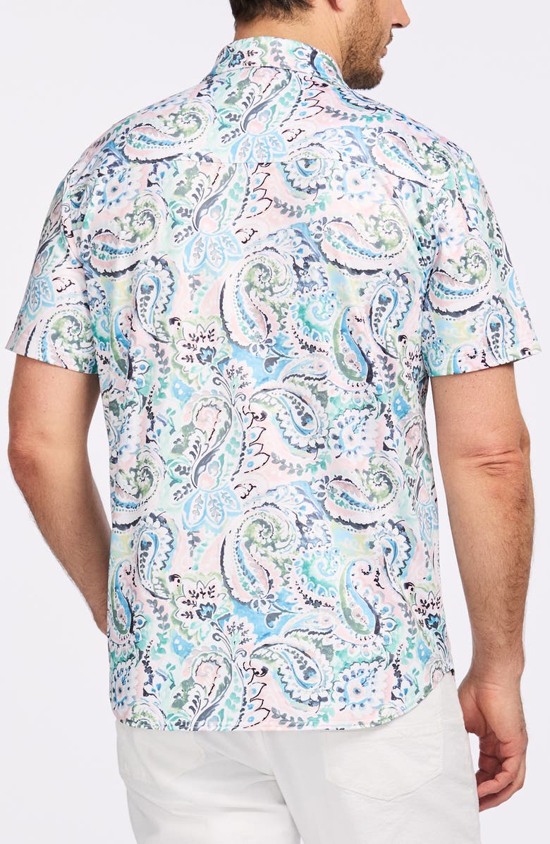 Robert Graham Floral Print Short Sleeve Cotton Button-Up Shirt, Alternate, color, Blue Multi