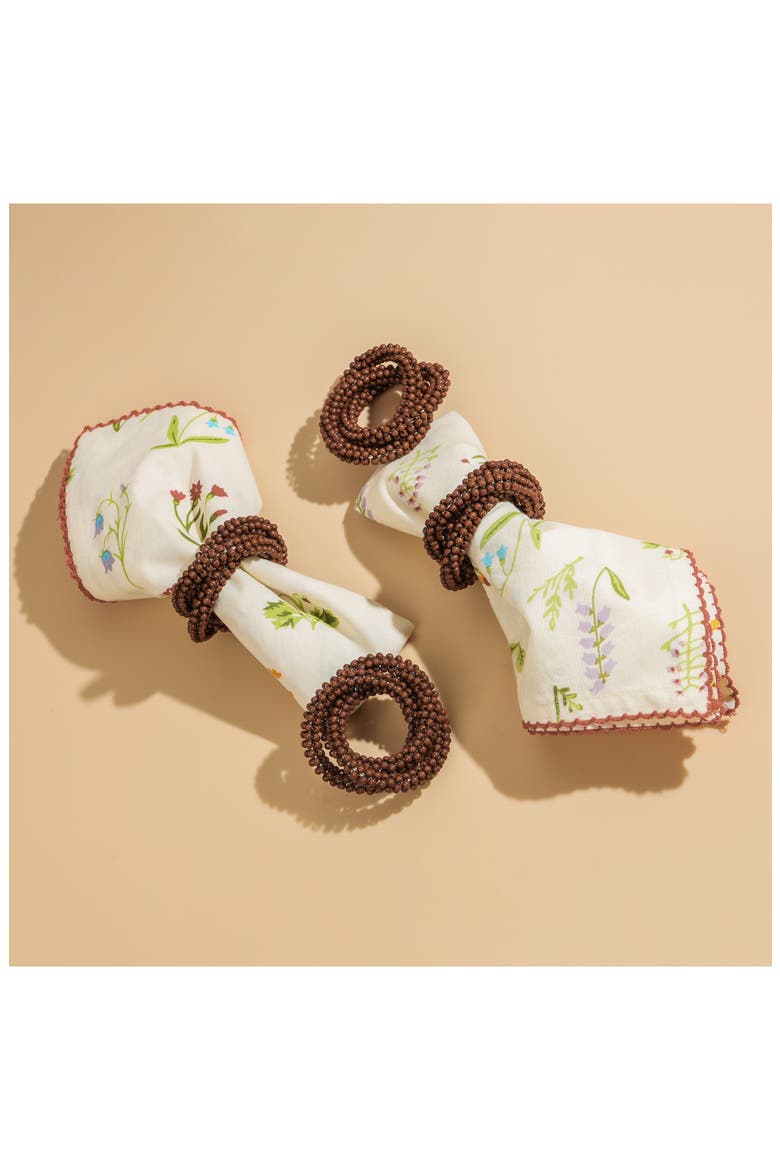 Earthen Elegance 4-Pack Napkin Rings, Alternate, color, BROWN