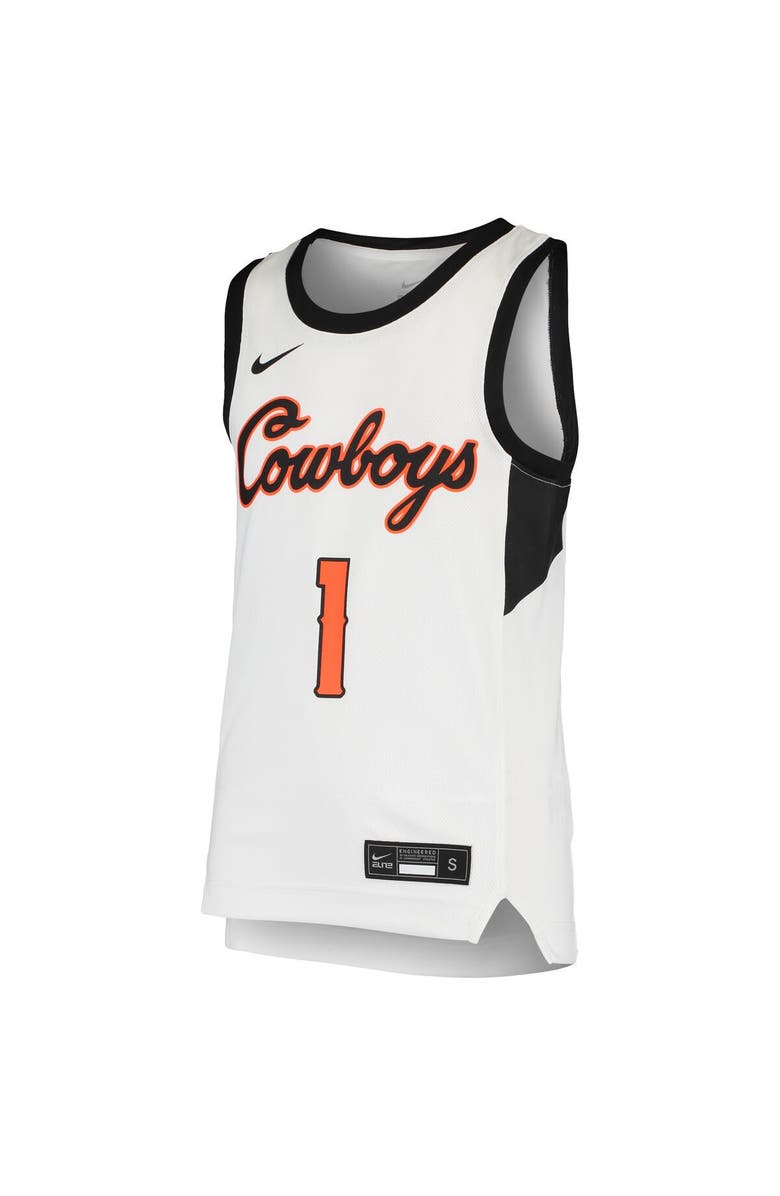 Nike Youth Nike #1 White Oklahoma State Cowboys Team Replica Basketball Jersey, Alternate, color, 