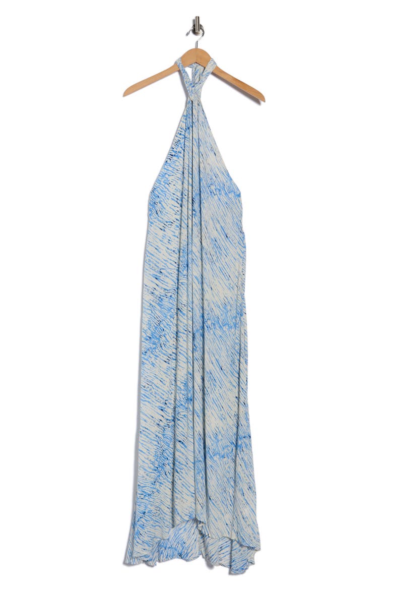 Print Halter Dress, Alternate, color, BLUE SAHARA