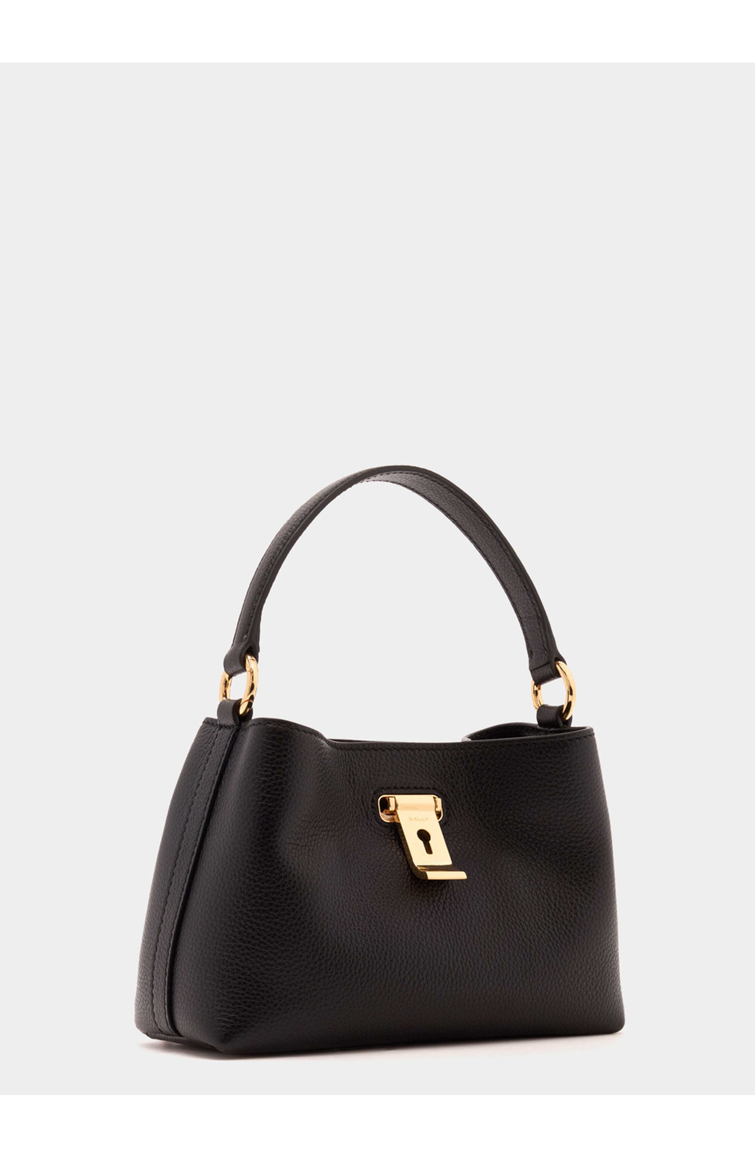 Bally Lock Me Minibag in Grained Leather, Alternate, color, Black