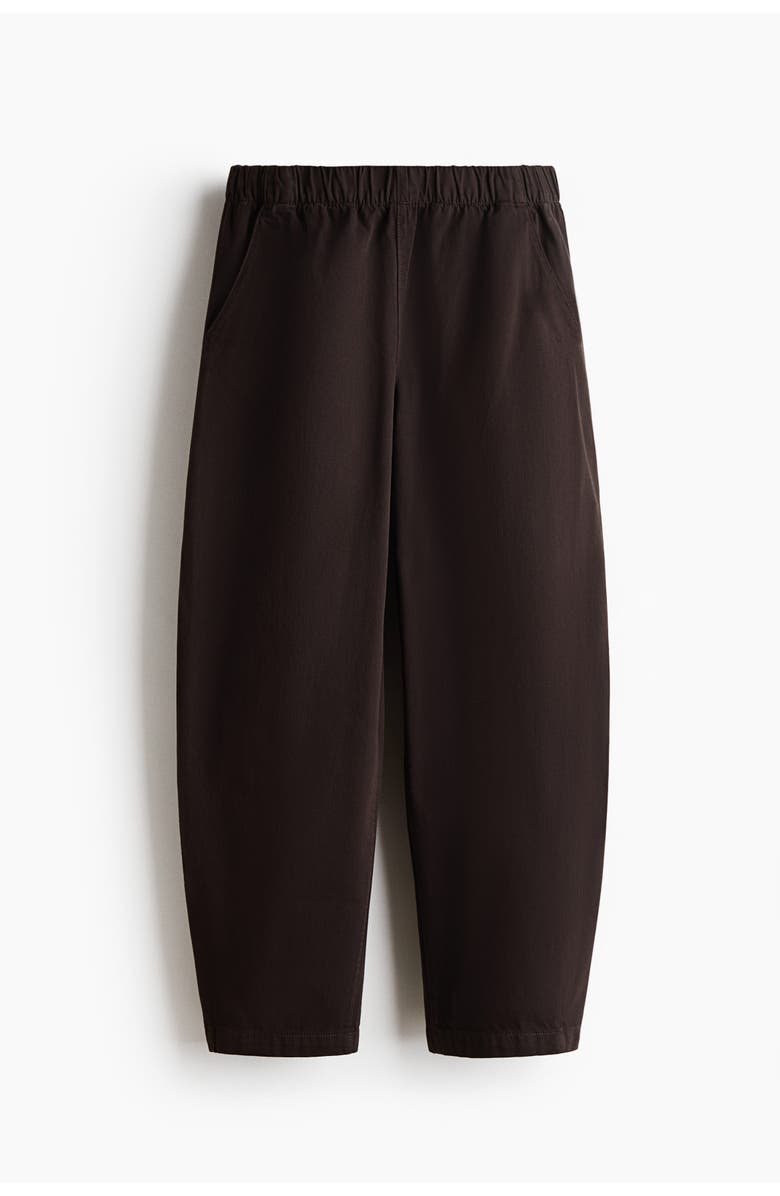 H&M Denim Barrel Trousers, Main, color, Dark Brown