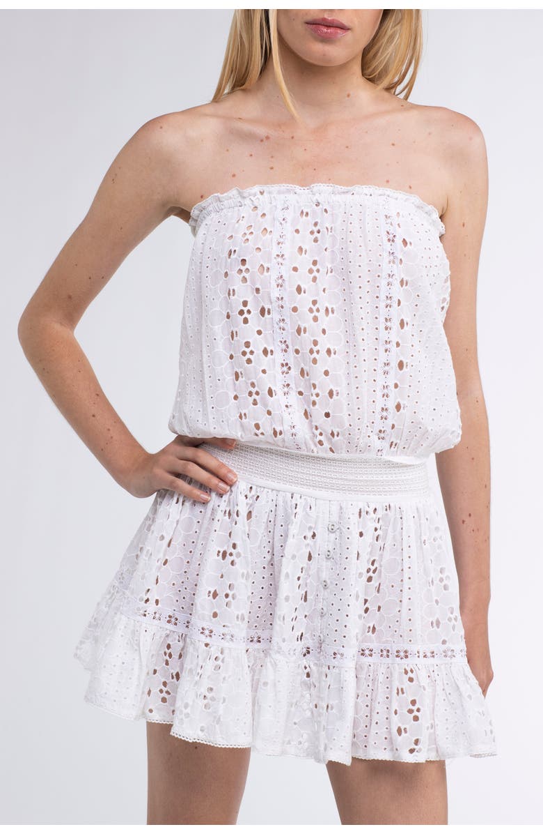 Sunday St. Tropez Malibu Cover-Up Embroidered Mini Dress, Alternate, color, White