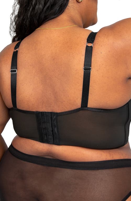 Curvy Couture No Show Floral Jacquard Corset Crop Top In Black Hue