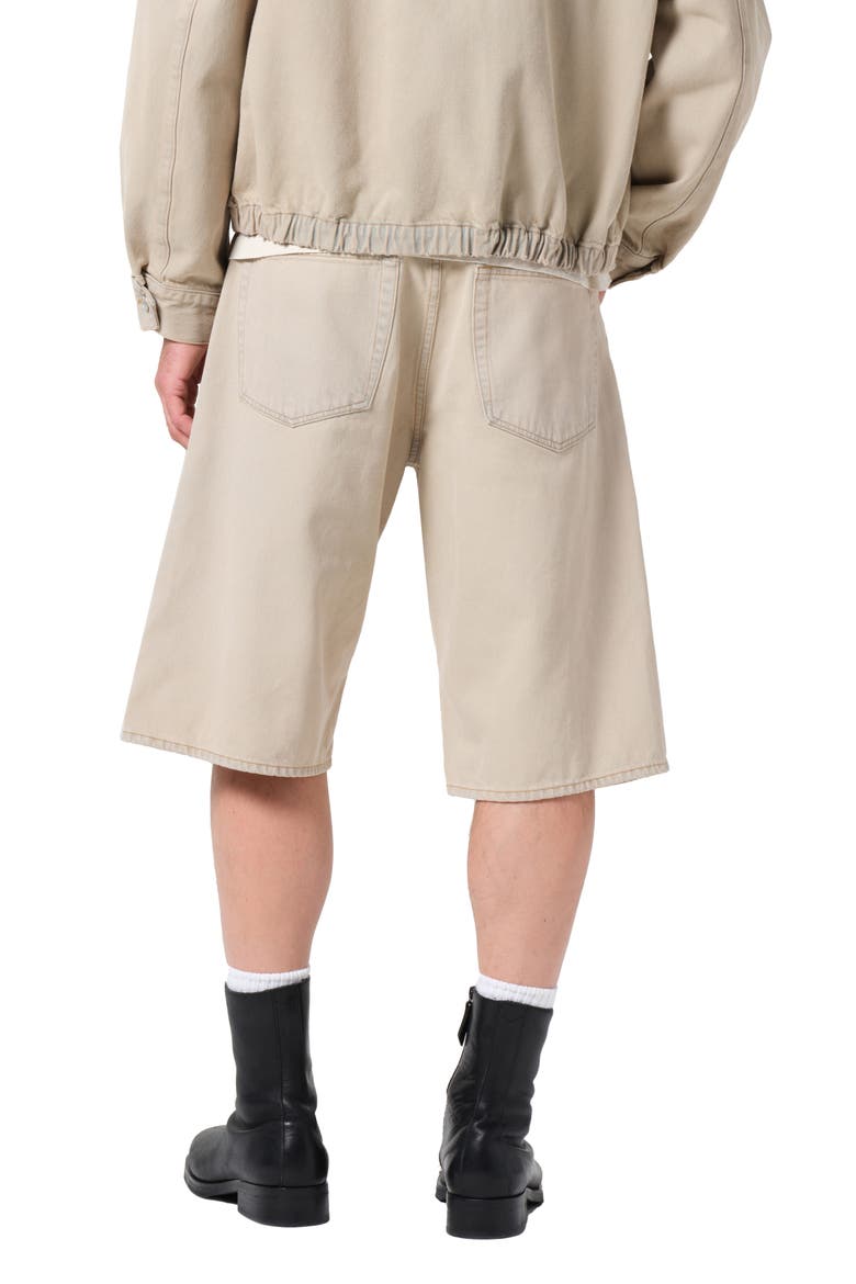 Fusion Slouchy Denim Skater Shorts, Alternate, color, BURNISHED KHAKI MD KHAKI WSH
