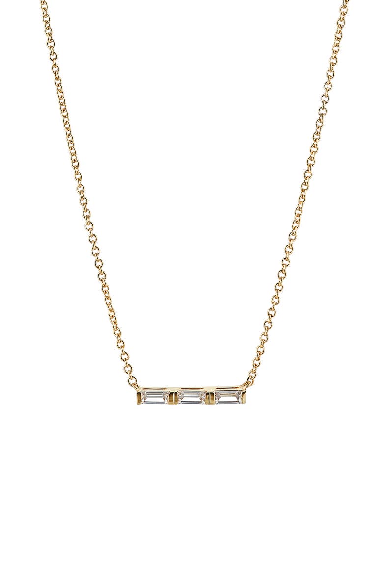 Cubic Zirconia Bar Pendant Necklace, Main, color, GOLD