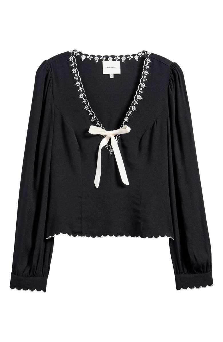 Reformation Vivia Embroidered Scallop Top, Alternate, color,
