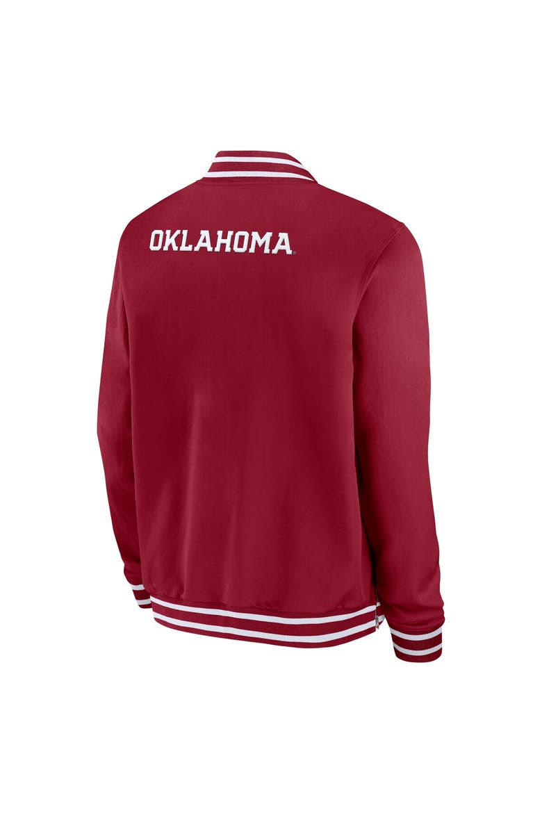 Men's Jordan Brand Crimson Oklahoma Sooners 2024 Sideline Full-Zip Bomber Jacket, Alternate, color, Crimson