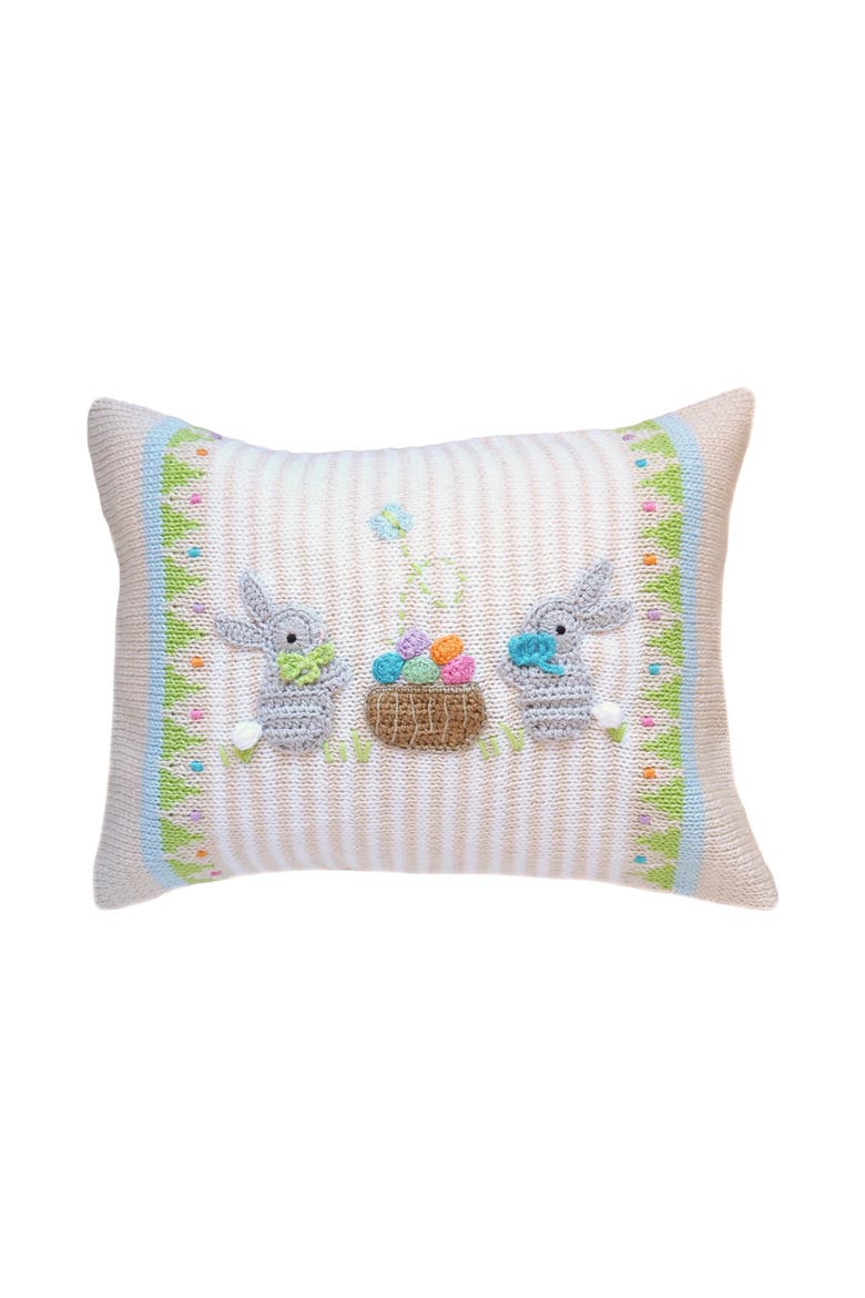 Easter Basket Bunny Throw Pillow, Main, color, Ivory