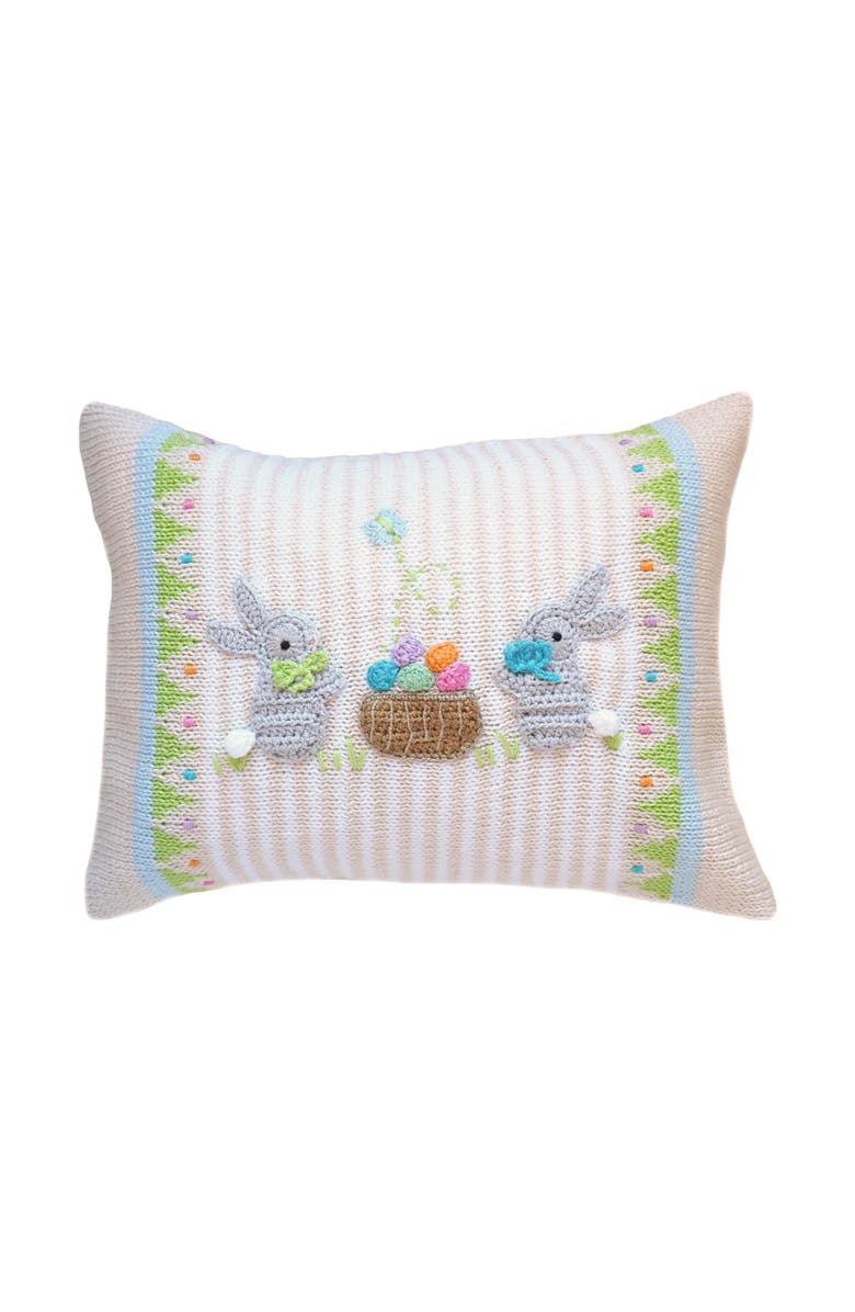 Melange Collection Easter Basket Bunny Throw Pillow, Main, color, Ivory