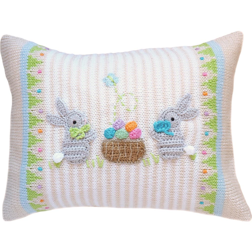 Melange Collection Easter Basket Bunny Throw Pillow In Ivory