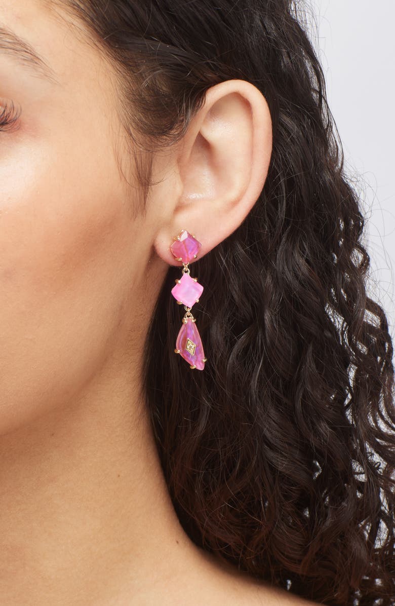 Kendra Scott Biana Linear Drop Earrings, Alternate, color, Gold Pink Mix