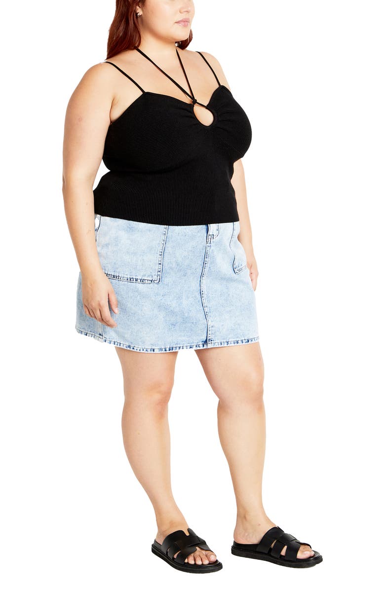 City Chic Rib Knit Tank Top, Alternate, color, Black