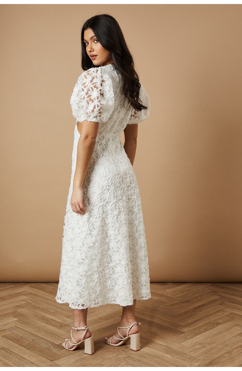 Oasis Textured Cutout Detail Midi Dress, Alternate, color, White